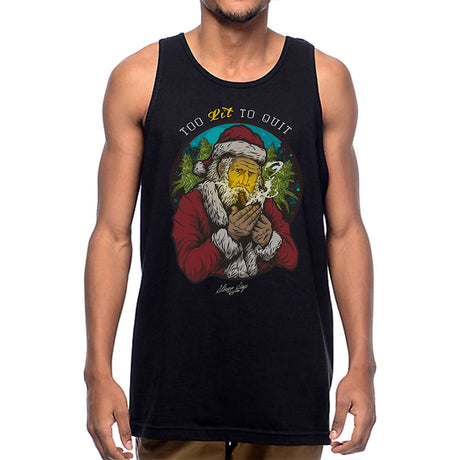 StonerDays Too Lit To Quit Tank top in black, featuring a graphic design, unisex fit - front view
