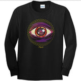 StonerDays Trippin Ballz Long Sleeve Shirt in Black with Eye Graphic, Front View