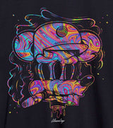 StonerDays Trippy Mouse Hoodie close-up showing vibrant psychedelic design on black cotton blend