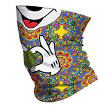 StonerDays Trippy Mouse Neck Gaiter featuring psychedelic patterns and cartoon hand design