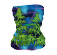StonerDays Trippy Trees In Space Neck Gaiter featuring cosmic background and cannabis leaf design, made with polyester.