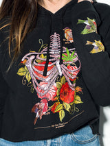 StonerDays True Love Crop Top Hoodie for women, front view with vibrant heart and floral design