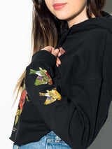 StonerDays True Love Crop Top Hoodie for Women, Side View with Floral Sleeve Detail