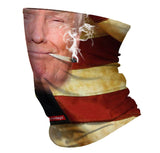 StonerDays Trump 2020 themed neck gaiter with a printed design, front view on white background
