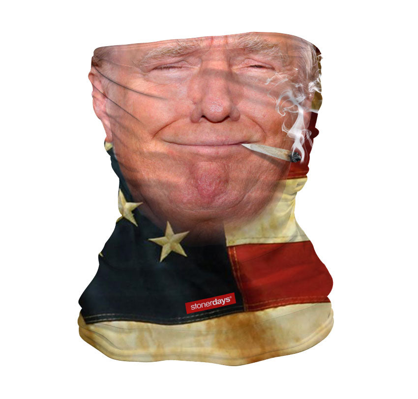 StonerDays Trump 2020 Neck Gaiter featuring a printed design, front view on a white background