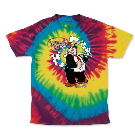 StonerDays Tuesday Tie Dye T-Shirt with Sherlock Design, Vibrant Colors, Front View