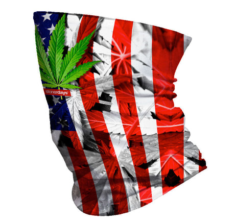 StonerDays Neck Gaiter with USA Flag and Cannabis Leaf Design, Durable Polyester
