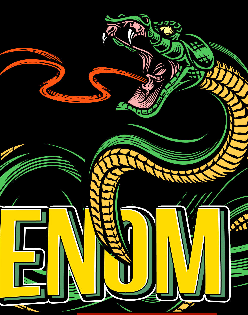 StonerDays Venom OG Hoodie design close-up with vibrant snake graphic on black background