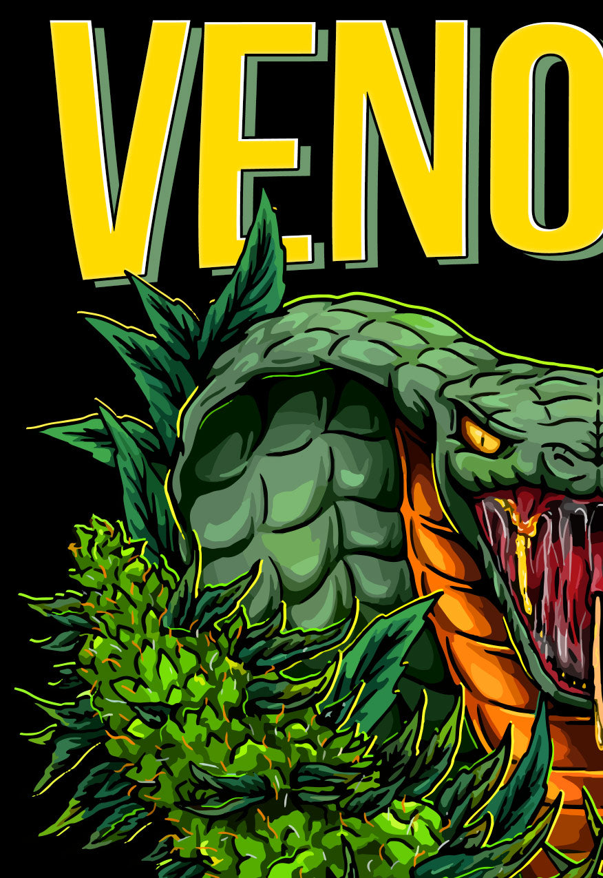 StonerDays Venom Og Hoodie featuring vibrant graphic print on black, size options up to 3X Large