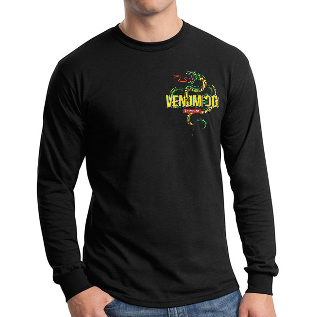 StonerDays Venom Og Men's Long Sleeve Cotton Shirt in Black with Green Graphic