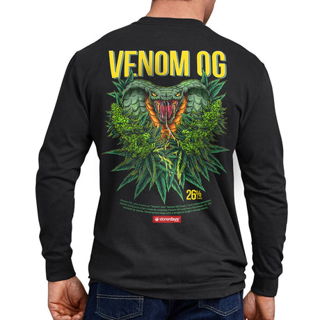 StonerDays Venom OG Long Sleeve in Black, Rear View with Graphic Design, Made in USA, Cotton