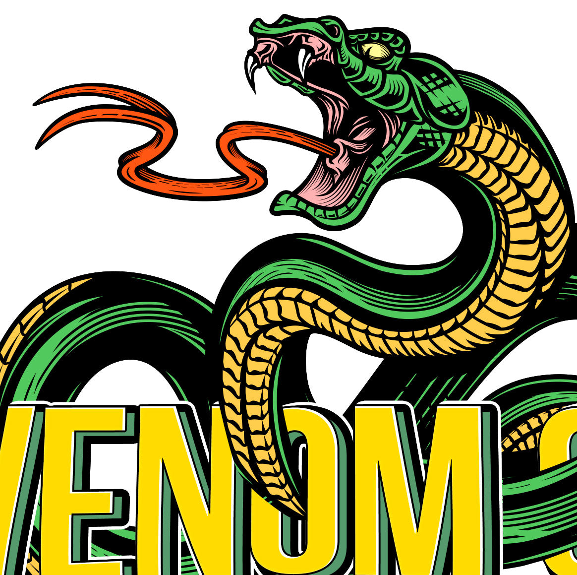 StonerDays Venom OG White Tee Graphic Close-Up, Green Serpent Design on White