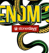 StonerDays Venom OG White T-Shirt with bold green snake graphic, size options available
