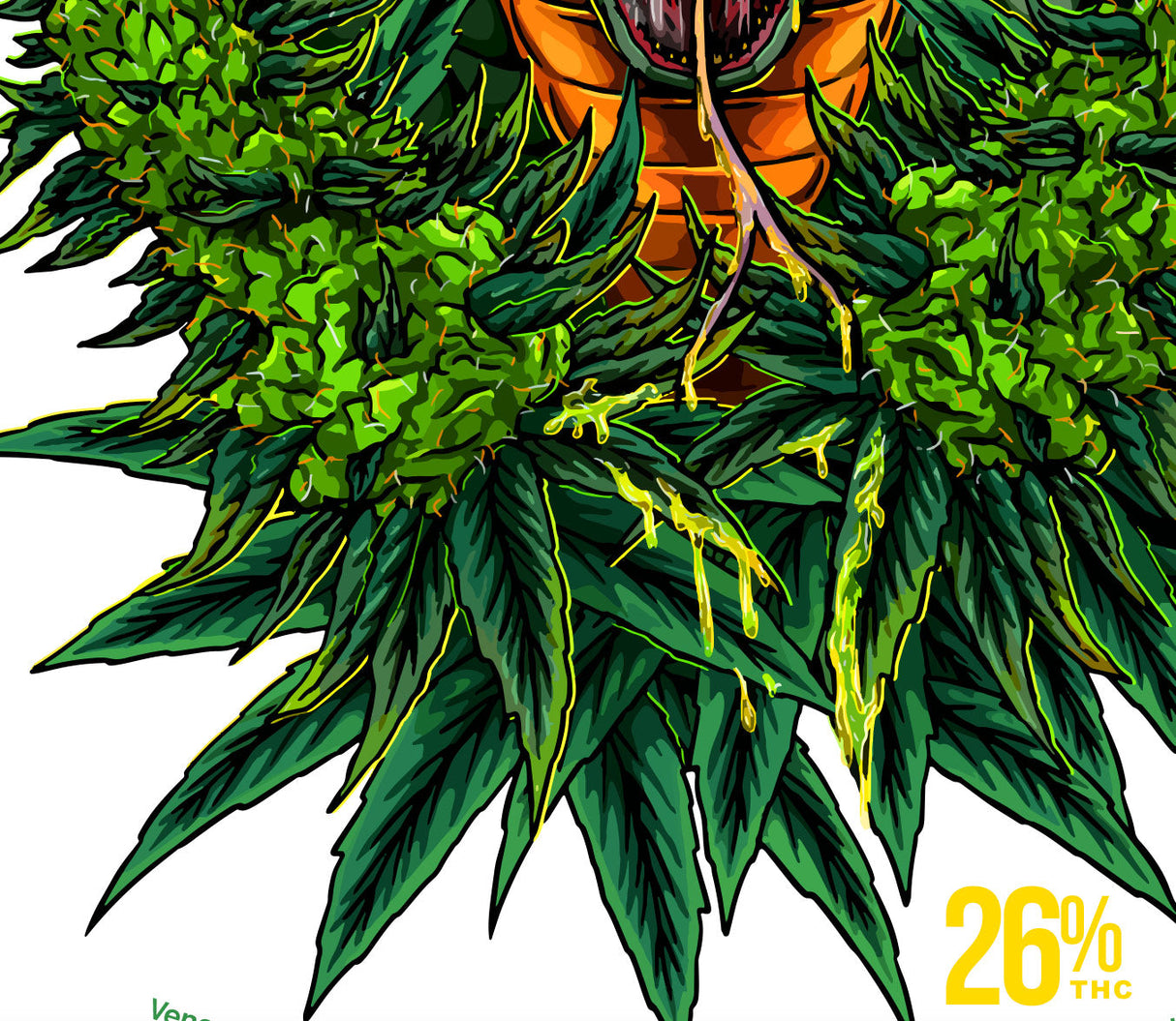 StonerDays Venom OG graphic tee with vibrant green cannabis art on white background