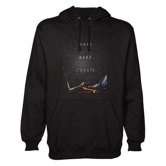 StonerDays Wake Bake Create Men's Hoodie in Black - Front View