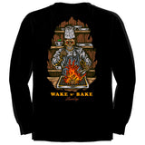 StonerDays Wake N Bake Long Sleeve Shirt in black cotton, front view with graphic print