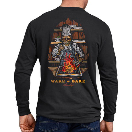 StonerDays Wake N Bake Long Sleeve shirt for men, rear view showcasing graphic design