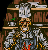 StonerDays Wake N Bake Tee featuring a graphic chef skull with a blazing oven, front design view