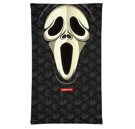 StonerDays Wazzzup Halloweed Gaiter in gray with cannabis leaf pattern, front view on white background