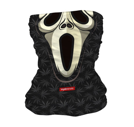 StonerDays Wazzzup Halloweed Gaiter featuring a scream design and cannabis leaves, made from polyester