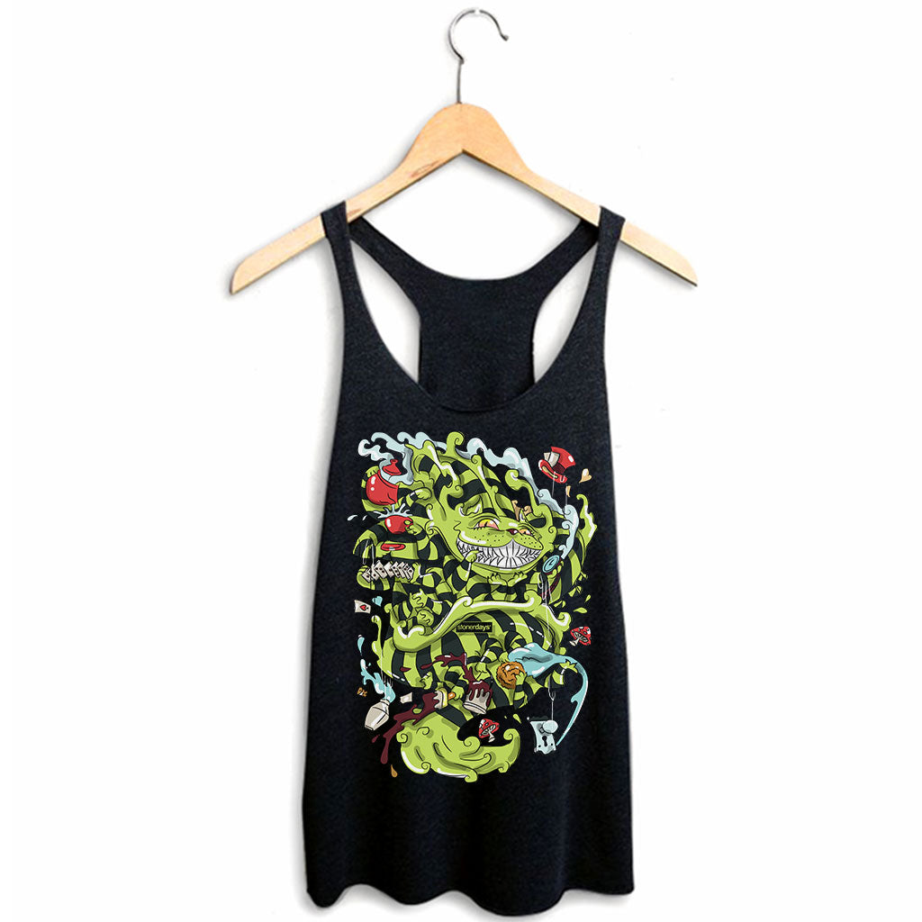 StonerDays Wonderland Women's Racerback Tank Top, Vibrant Chillum Design, Sizes S-XXL