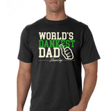 StonerDays World's Dankest Dad Tee in black, front view on male model, sizes S-XXXL