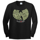 StonerDays Wu Tang Long Sleeve Shirt in black cotton, front view with iconic leaf graphic