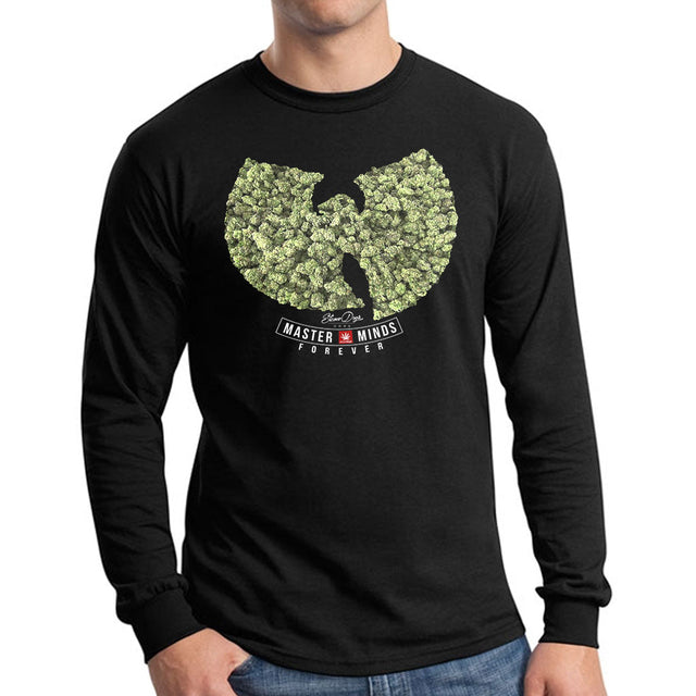 StonerDays Wu Tang Long Sleeve in Black Cotton, Front View on Male Model