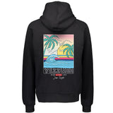 StonerDays Yezzuhh Hoodie back view featuring tropical print and logo on black fabric