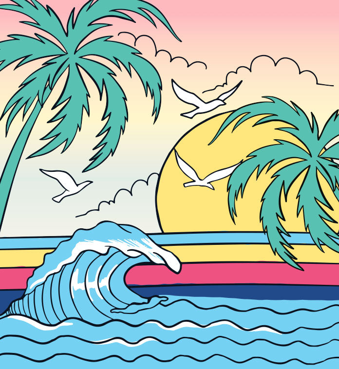 StonerDays Yezzuhh Long Sleeve shirt with vibrant beach and palm tree graphic design