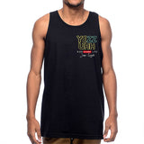 StonerDays Yezzuhh Tank top in black, unisex, cotton blend, front view on model, sizes S-3XL