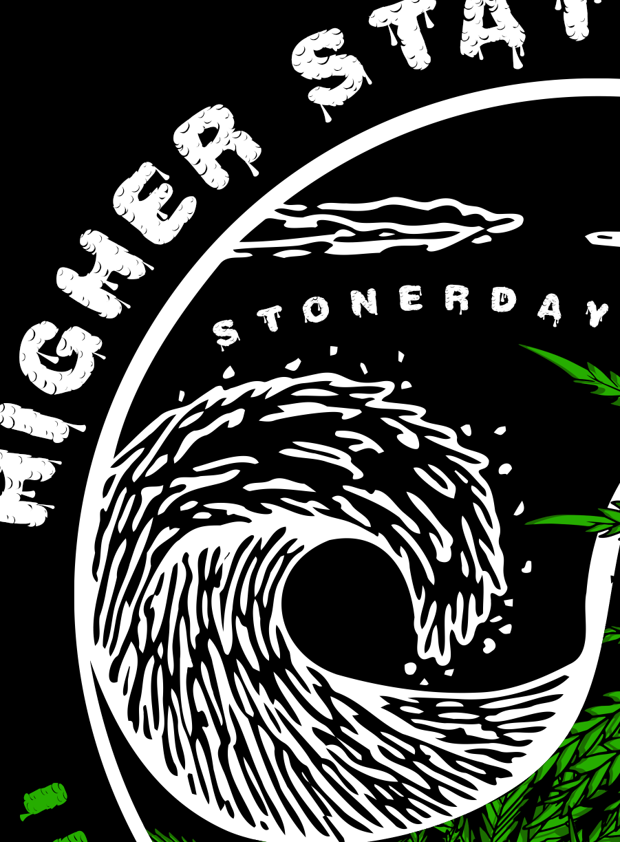 StonerDays Yin Yang Hoodie in black with white graphic design, close-up view