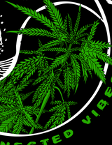 StonerDays Yin Yang Hoodie featuring a green cannabis leaf design on black fabric