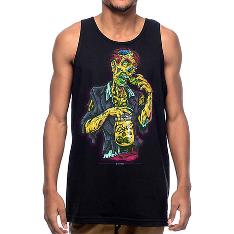 StonerDays Zooted Zombie graphic tank top, men's small size, black cotton, front view