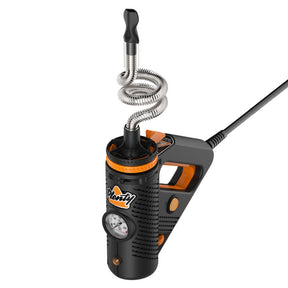Storz & Bickel Plenty desktop vaporizer with temperature gauge for dry herbs, side view