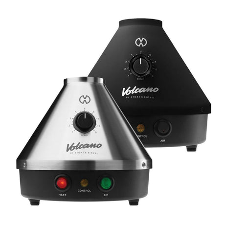 Storz & Bickel Volcano Classic tabletop vaporizer in Silver and Onyx versions