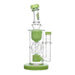 Calibear Straight Fab Torus Bong in Milky Green, Clear Glass, Front View, 9" Tall with Quartz Banger