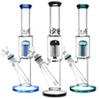 Assorted colors straight water pipes with jellyfish percolators, 12.5" tall, 14mm female joint, on white background