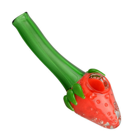 Strawberry Blossom Glass Hand Pipe, Borosilicate, 5.5" for Dry Herbs, Side View