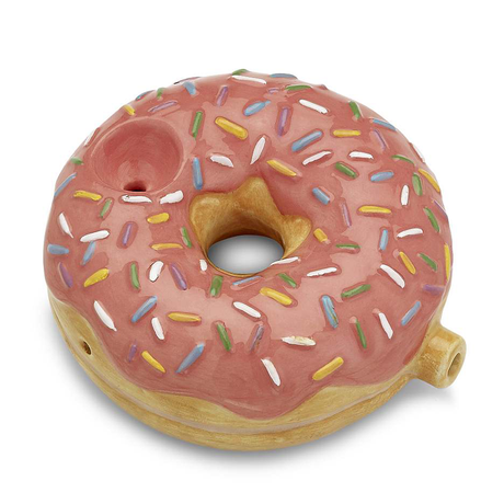 Fantasy Ceramic Strawberry Donut Hand Pipe with Sprinkles - Top View
