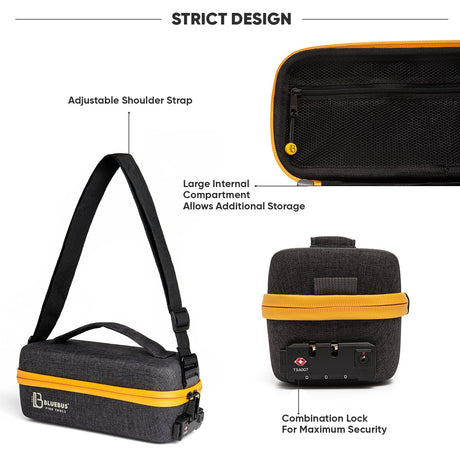 BULLDOG Smell Proof Stash Bag by Blue Bus with adjustable strap, large compartment, and lock