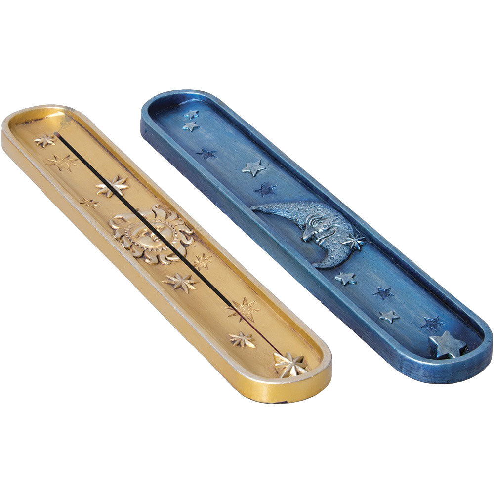 Sun And Moon Polyresin Incense Burners in Gold and Blue, 10-inch, Assorted Styles