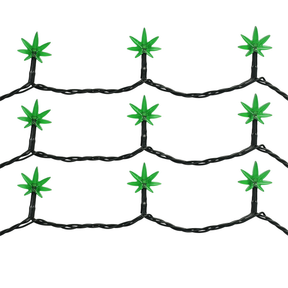 Pulsar 12Ft LED string lights with green hemp leaf design, perfect for home decor