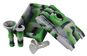 Tank Silicone Waterpipe in Assorted Colors with Bubble Design and Accessories