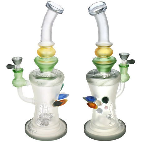 Tataoo Glass Frosted Crystals Water Pipes with Showerhead Percolator and Color Accents