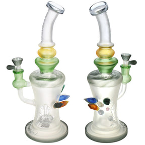 Tataoo Glass Frosted Crystals Water Pipes with Showerhead Percolator and Color Accents