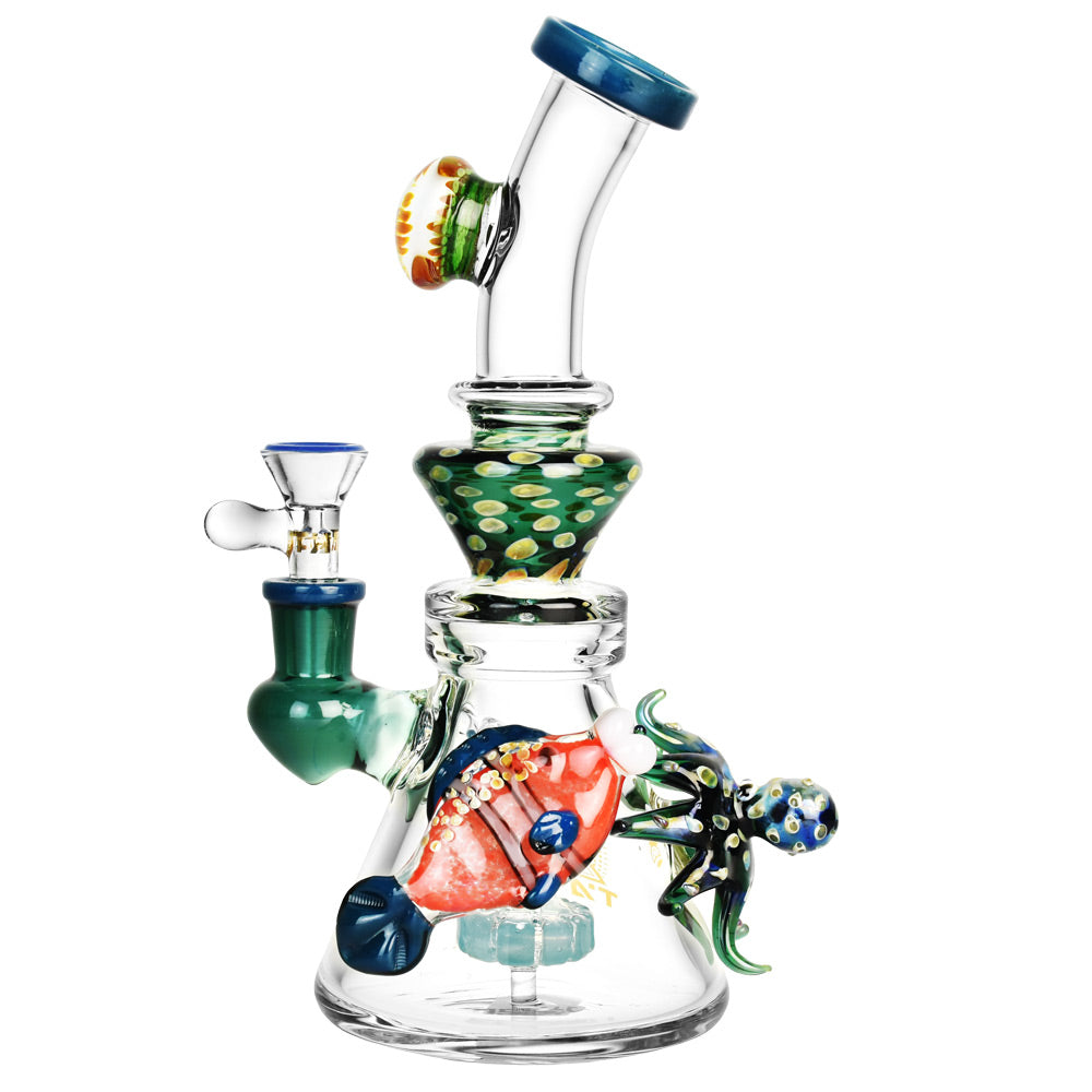 Tataoo Glass Ocean Life Water Pipe with colorful sea creature accents and showerhead percolator