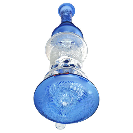 Tataoo Manifest Mandala Water Pipe, 13" tall, 14mm female joint, intricate design, borosilicate glass, top view