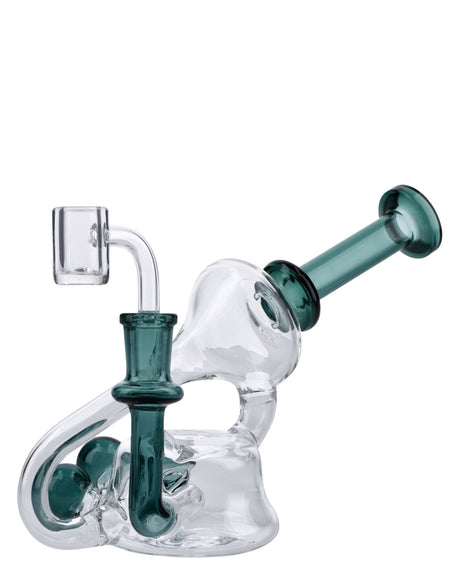 Compact 6-inch Teal Bubbler with Glass Bowl and Quartz Banger by Valiant Distribution - Side View