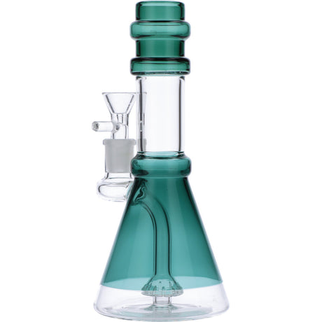Valiant Distribution Teal Quartz Beaker Water Pipe, 8in, 90 Degree Joint, For Dry Herbs